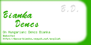 bianka dencs business card